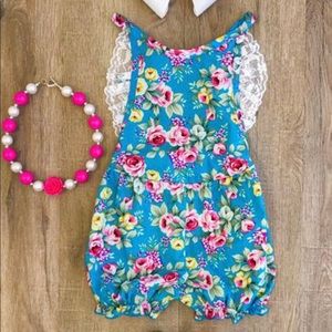 NWOT*💙Blue Floral Bubble Romper- 2-3T